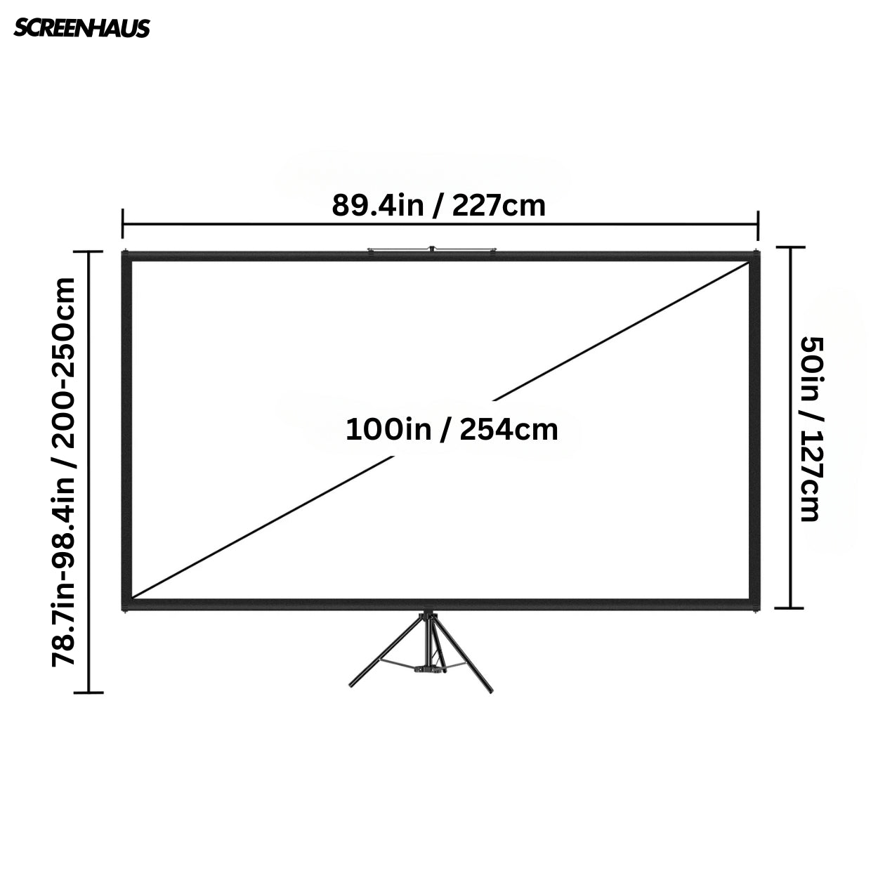 Vision Pro Leinwand – 100 Zoll (254 cm)